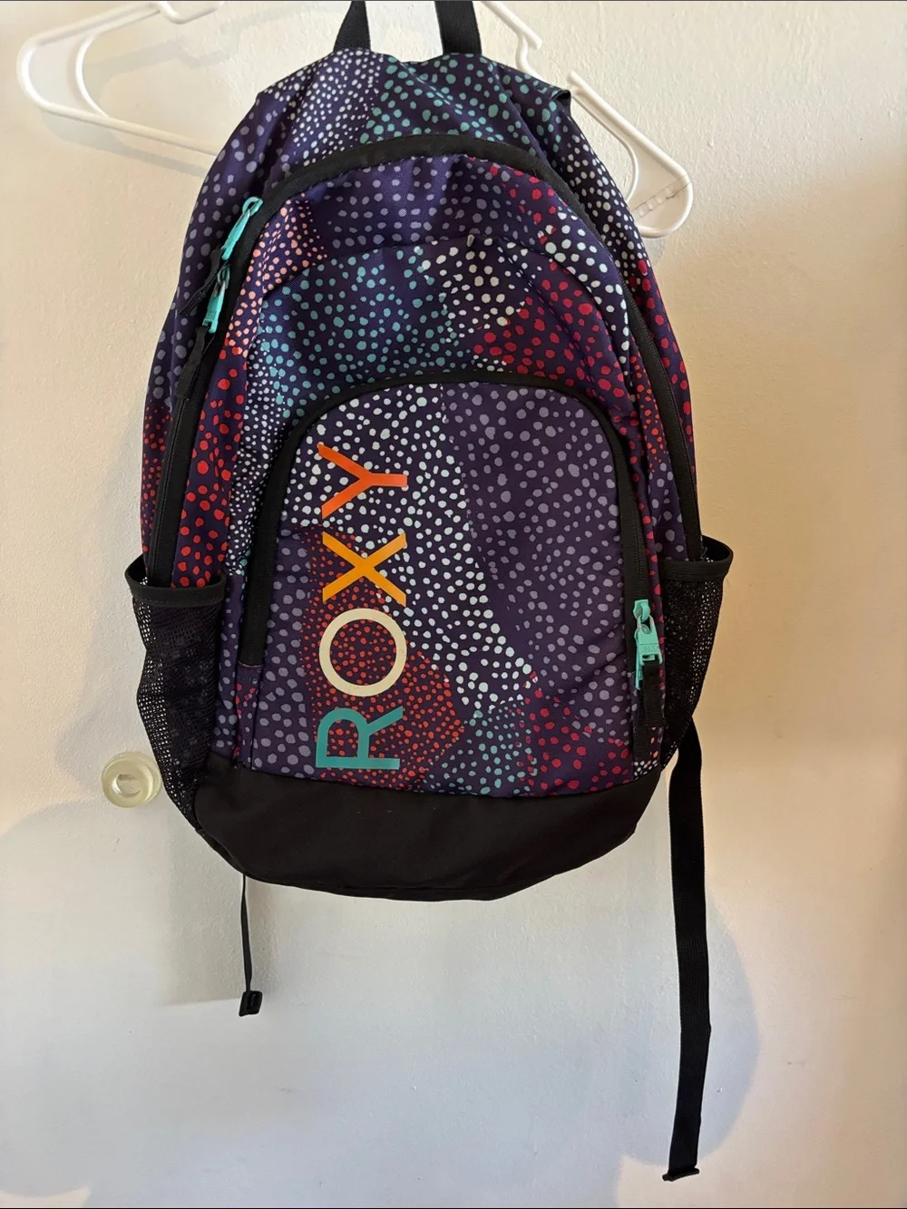 Roxy Purple Multi Dot Print Backpack with Black Base
